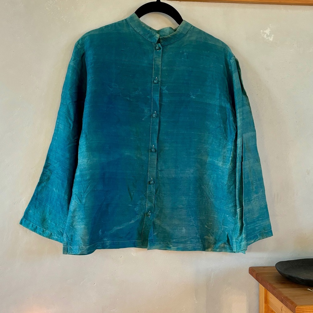 VINTAGE Silk Indigo-dyed Blouse